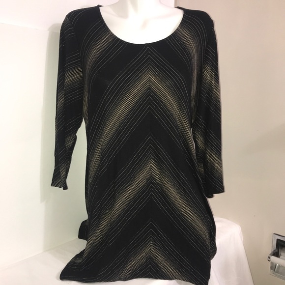 🧩Soma Black Gold Glitter StripedRayon Loungewear - Picture 3 of 10